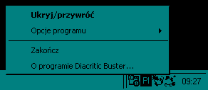 Diacritic Buster ukryty w zasobniku systemowym Diacritic Buster ukryty w zasobniku systemowym