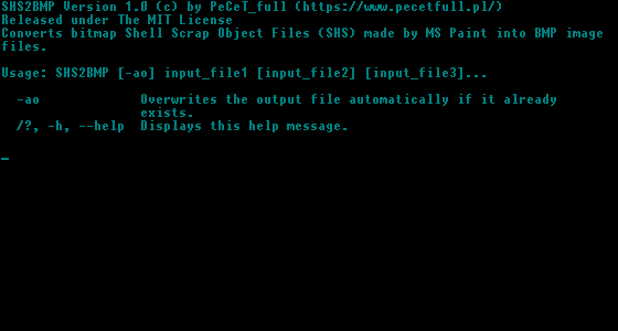 SHS2BMP in der Eingabeaufforderung